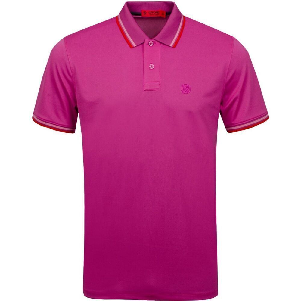 G/FORE Men's Tipped Tech Pique Polo Shirt Short Sleeve Rose Violet Medium